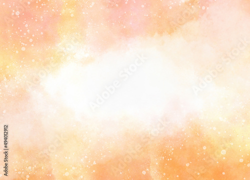 背景に使える水彩風の手描き素材_雪の舞うオレンジ