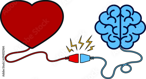 Vector icon of a red hard wire clashing against a blue mind wire isolated on a white background