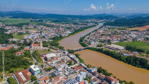 Panoramic aerial image of the city of Gaspar in Santa Catarina