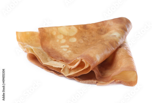 One delicious folded crepe isolated on white
