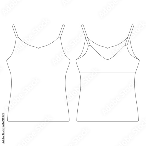 Fototapeta Template bra camisole slip top vector illustration flat design outline clothing