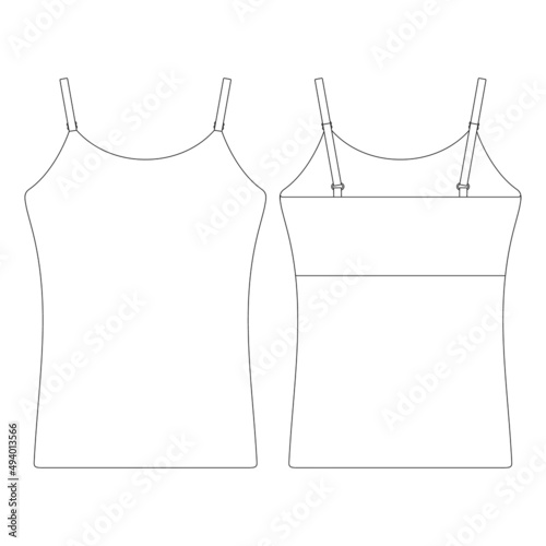 Template camisole bra top vector illustration flat design outline clothing
