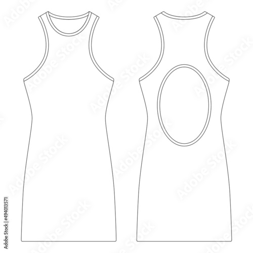 Template dress open back  vector illustration flat design outline clothing