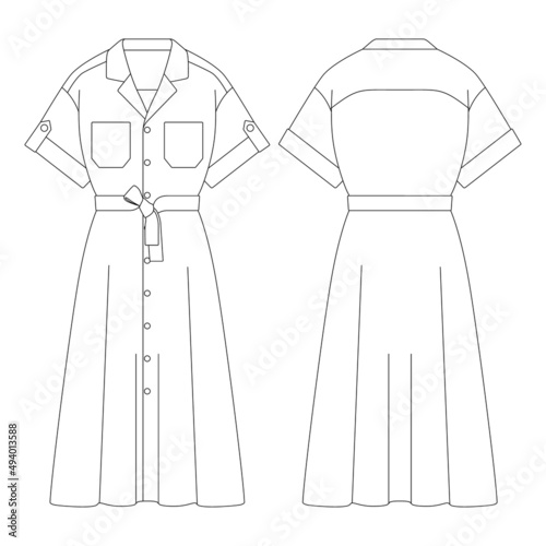 Template safari dress vector illustration flat design outline clothing
