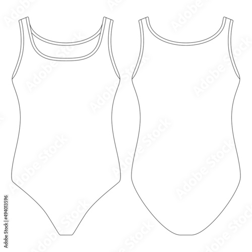 Template tank top bodysuit vector illustration flat design outline clothing