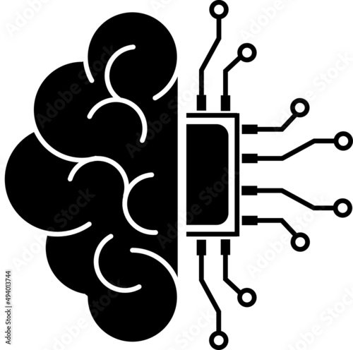 Vector icon of Artificial intelligence, inputs converted  information on a white background