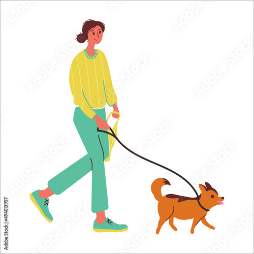 person walking dog