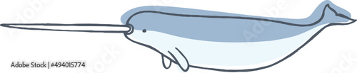 Narwhal or Unicorn Fish Hand Drawn Illustration