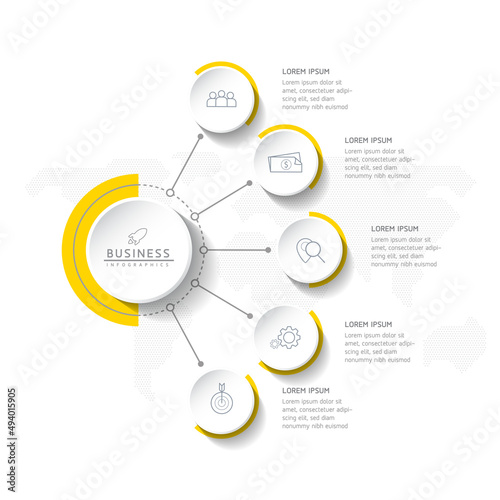 Vector illustration, infographics design, template, marketing, information, with 5 options or steps