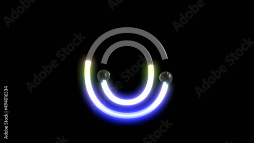 Animation of Neon Lights Turning on Displaying the Letter O