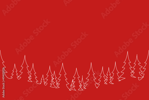 Continuous line drawing of christmas tree.