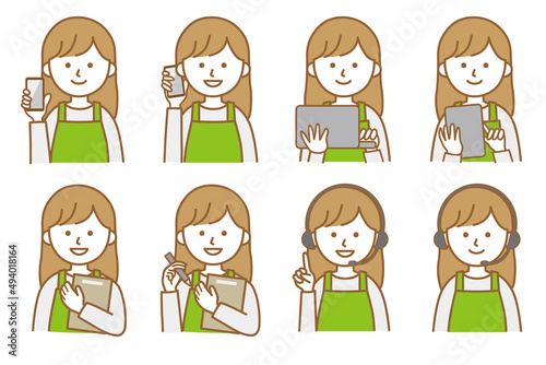 女性 エプロン 人物 イラスト ベクター AI 素材