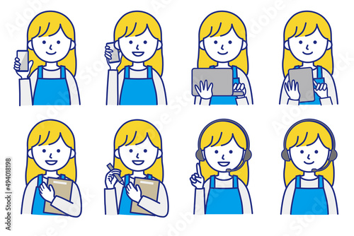 女性 エプロン 人物 イラスト ベクター AI 素材