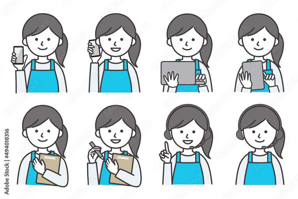 女性 エプロン 人物 イラスト ベクター AI 素材