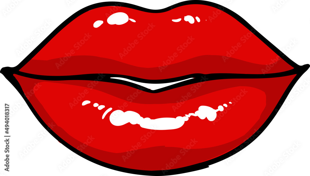 Bright Red Female Lips Comics Illustration Bright Red Female Lips Comics Illustration