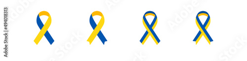 Ukraine ribbon. Stop war sign. Ukrainian flag yellow blue colors. Stand for Ukraine.
