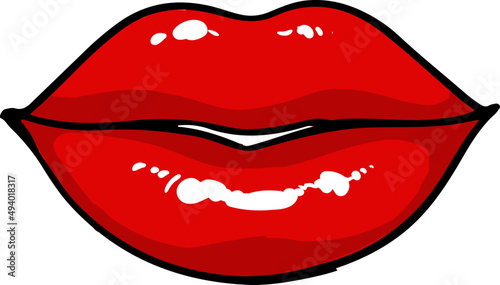 Bright Red Female Lips Comics Illustration photo