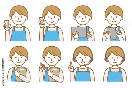 男性 エプロン 人物 イラスト ベクター AI 素材