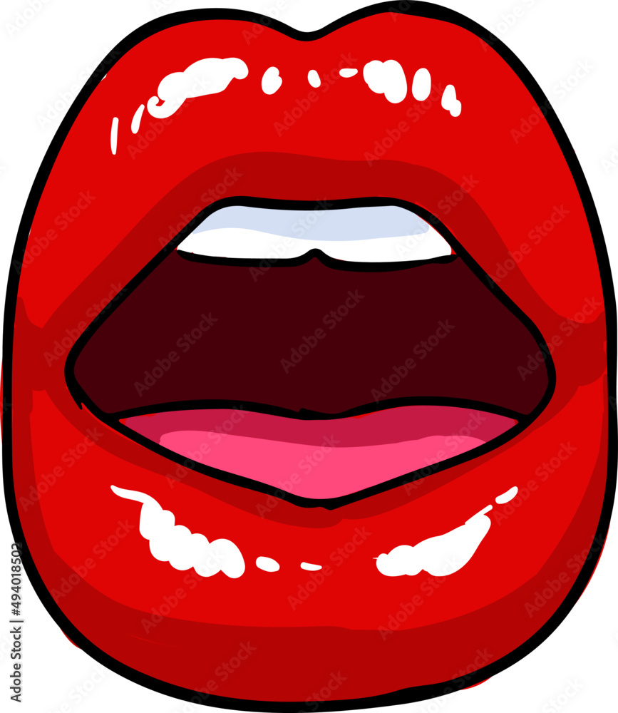 Open Mouth with Glossy Red Lips Comics Illustration Open Mouth with Glossy Red Lips Comics Illustration
