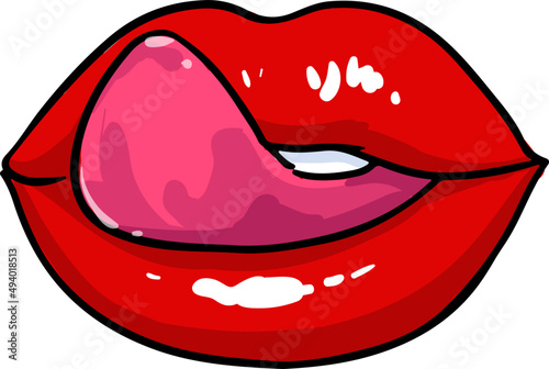 Tongue Licking Red Lips Comics Illustration