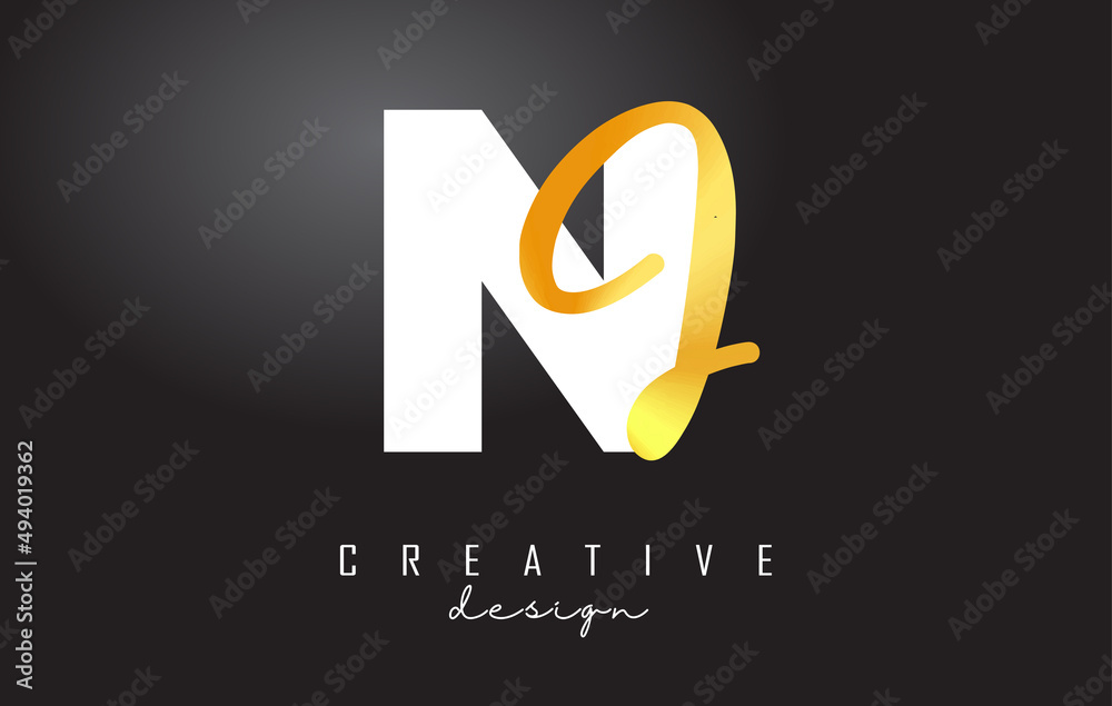 Golden Letters NJ Logo with a minimalist design. Letters N and J with geometric and handwritten typography. Golden Letters NJ Logo with a minimalist design. Letters N and J with geometric and handwritten typography.
