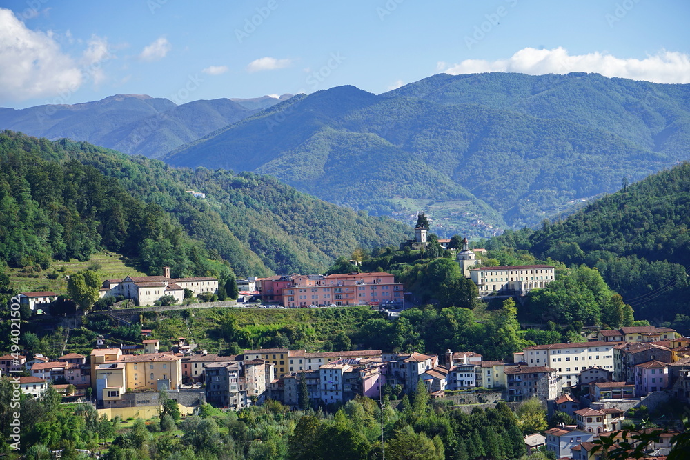 Panorama from the fortress of Monte Alfonso in Castelnuovo Garfagnana, Tuscany, Italy