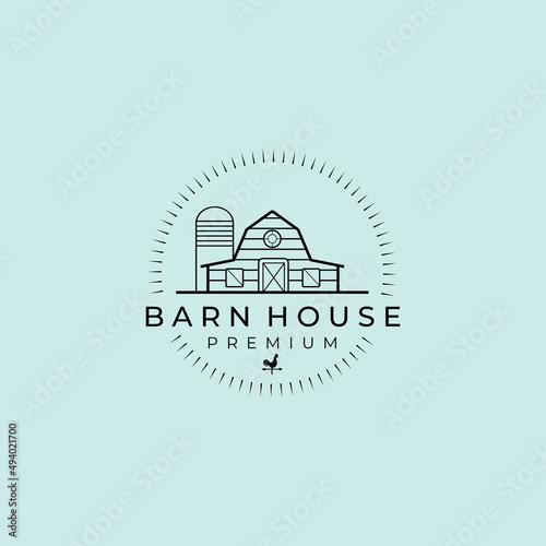 barn house logo minimalist line art icon template vector illustration design. rustic , farm, and lodging logo design