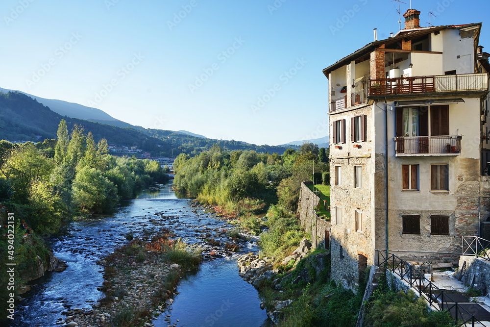 The Serchio river in Castelnuovo Garfagnana, Tuscany, Italy
