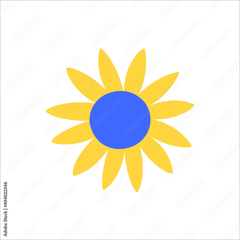 Sunflower with colors of Ukrainian flag. Nature concept. Vector illustration on white background Sunflower with colors of Ukrainian flag. Nature concept. Vector illustration on white background