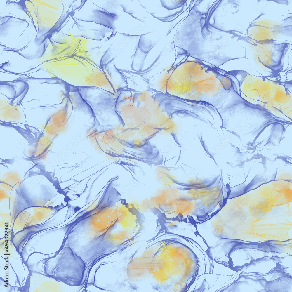 Blue alcohol ink seamless pattern.