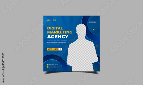 Digital marketing agency minimal square banner template, social media banner design, square banner design, agency banner design, social media template design, socail media post design