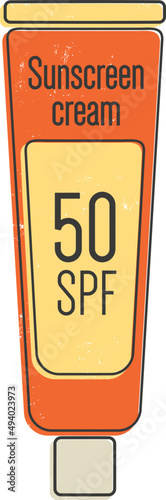 Sunscreen Cream 50 SPF Colored Illustration 