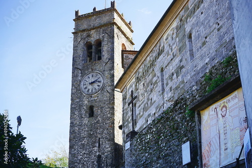 Bell tower of the church of San Jacopo a Gallicano in Garfagnana, Tuscany, Italy photo