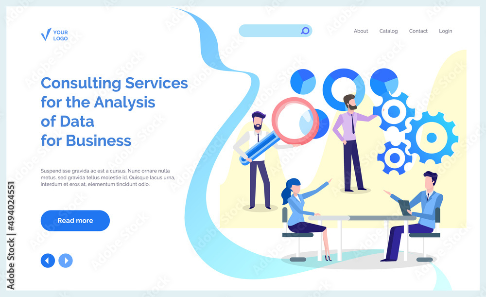 Consulting services for analysis of data for business concept. Customer support service workers analysing statistics, financial data. People work in technical support, maintenance, settings