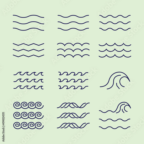 various wave water lake river logo vector illustration, bundle set collection package design