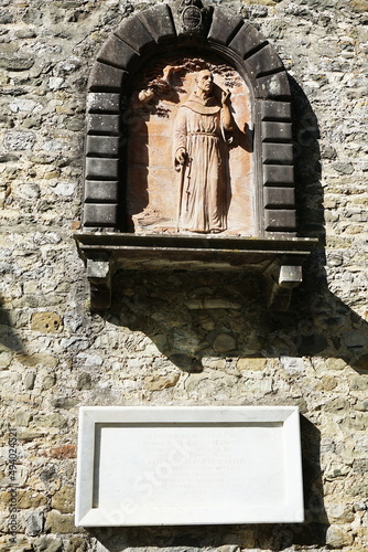 Detail of the bell tower of the church of San Jacopo a Gallicano in Garfagnana, Tuscany, Italy photo