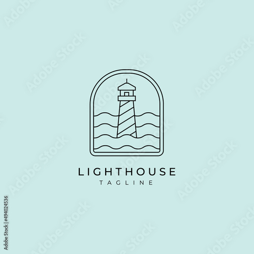 line art lighthouse logo vector illustration design, minimalist lighthouse logo
