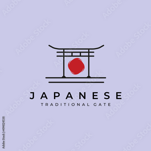 torii gate logo japanese culture vector symbol minimal illustration design