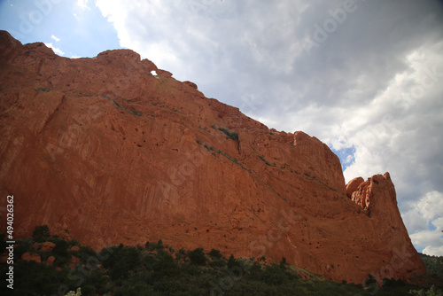 Huge red rock mountain in the Garden of the Gods - Colorado, USA photo