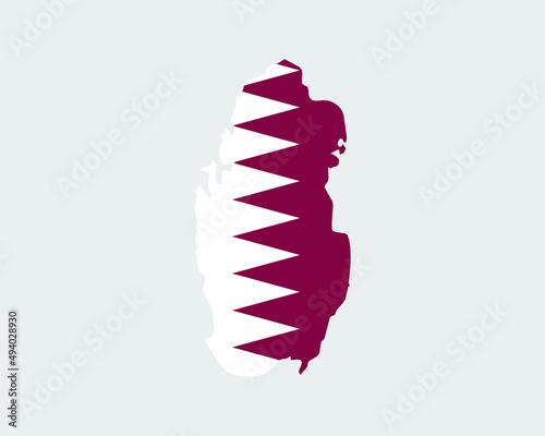 Qatar Flag Map. Map of the State of Qatar with the Qatari country banner. Vector Illustration.