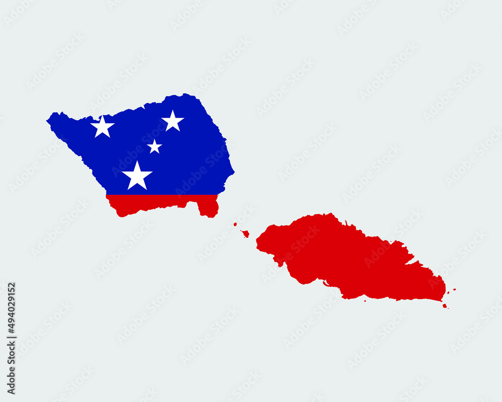 Samoa Flag Map. Map of the Independent State of Samoa with the Samoan ...
