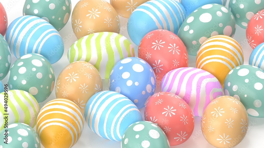Concept of Easter egg decorating art (3d illustration)