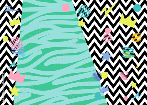 90's style retro texture illustrations. Vector for banners, cards, flyers, social media wallpapers. Aesthetic fashion background and eighties graphic. Vintage vector pop and rock music template.