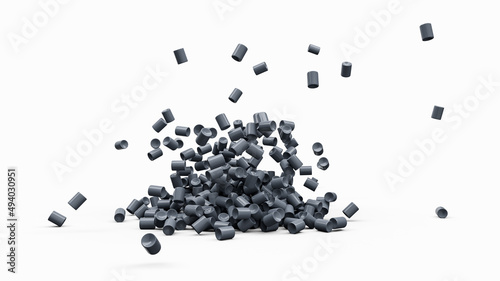 3D illustration of a bunch of gray med pills