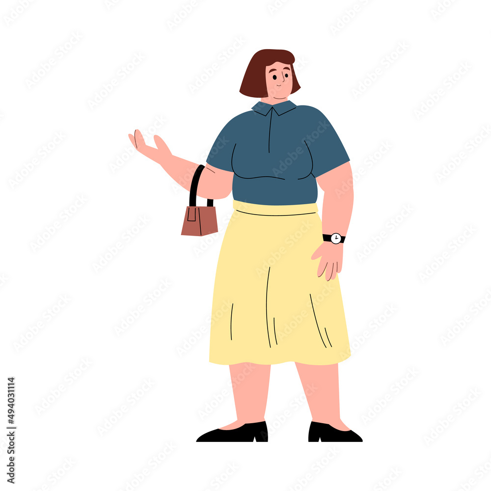 Modern fashionable chubby woman cartoon flat vector illustration isolated. Modern fashionable chubby woman cartoon flat vector illustration isolated.