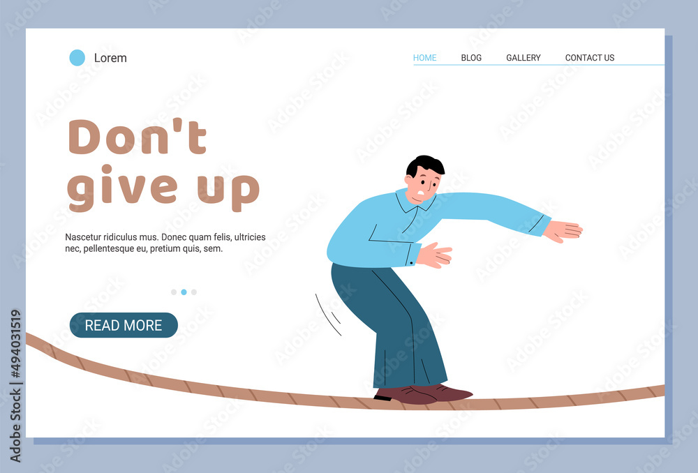 Website concept of overcoming difficulties and risks, flat vector illustration.