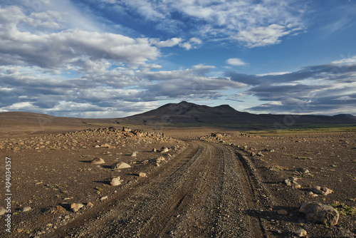 gravel road at the highlands in iceland