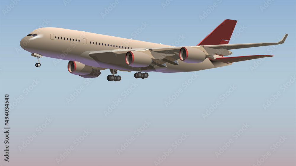 Taking off passenger liner. Vector. Taking off passenger liner. Vector.