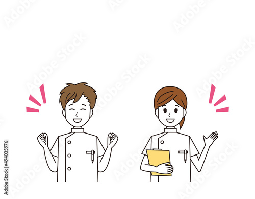 男性と女性の看護師　医療従事者　イラスト