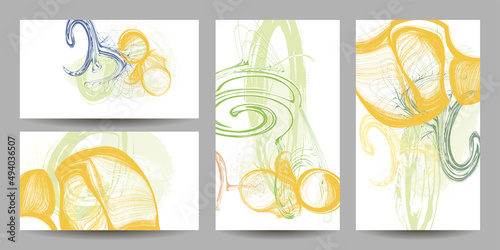 Picturesque patel restrained Elegant natural pastel muted pale calm tones card templates set. Collection of romantic invitations with abstraction